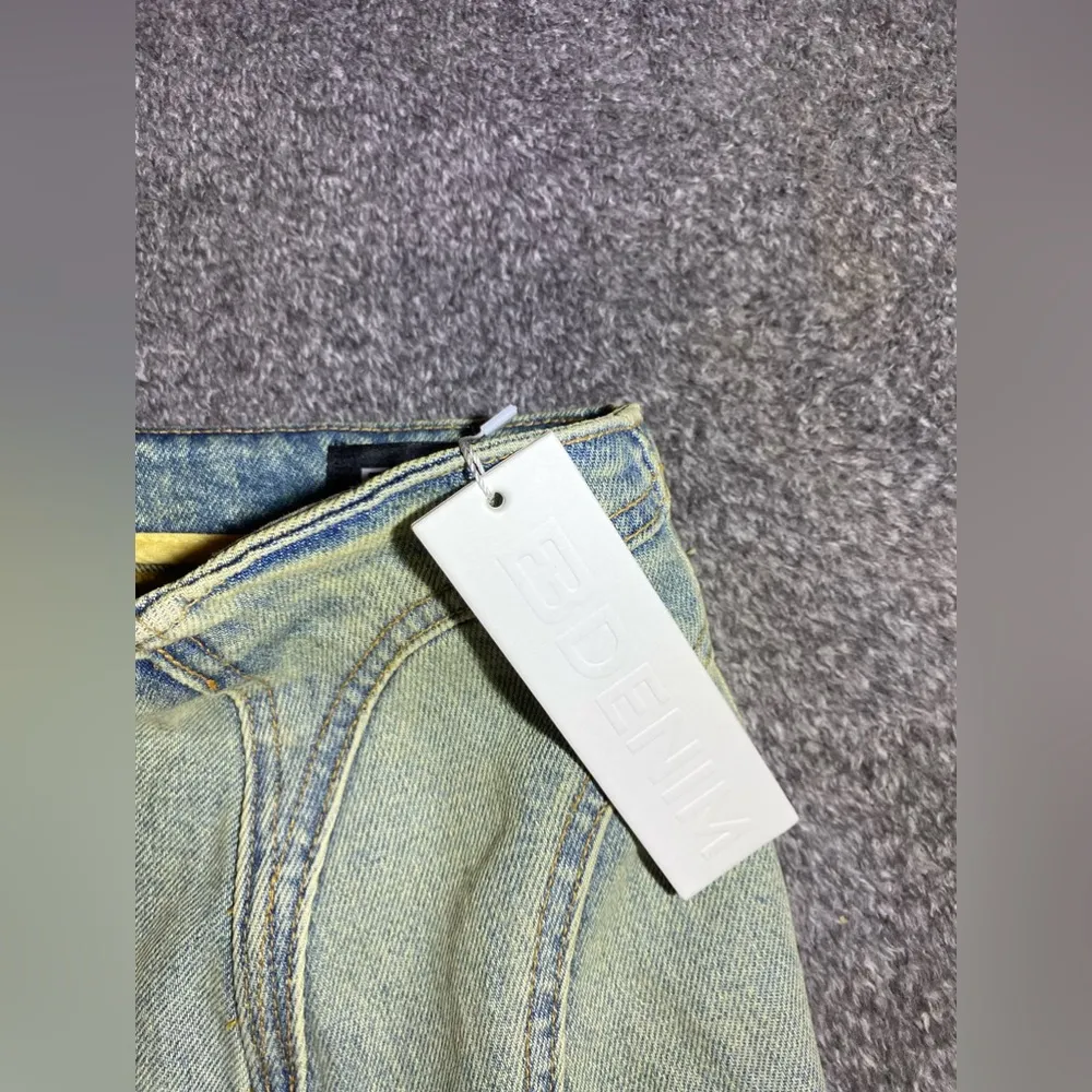 $450 NEW WITH TAGS EB DENIM Split Denim Midi Skirt‎ ( S ) Blue - Image 6