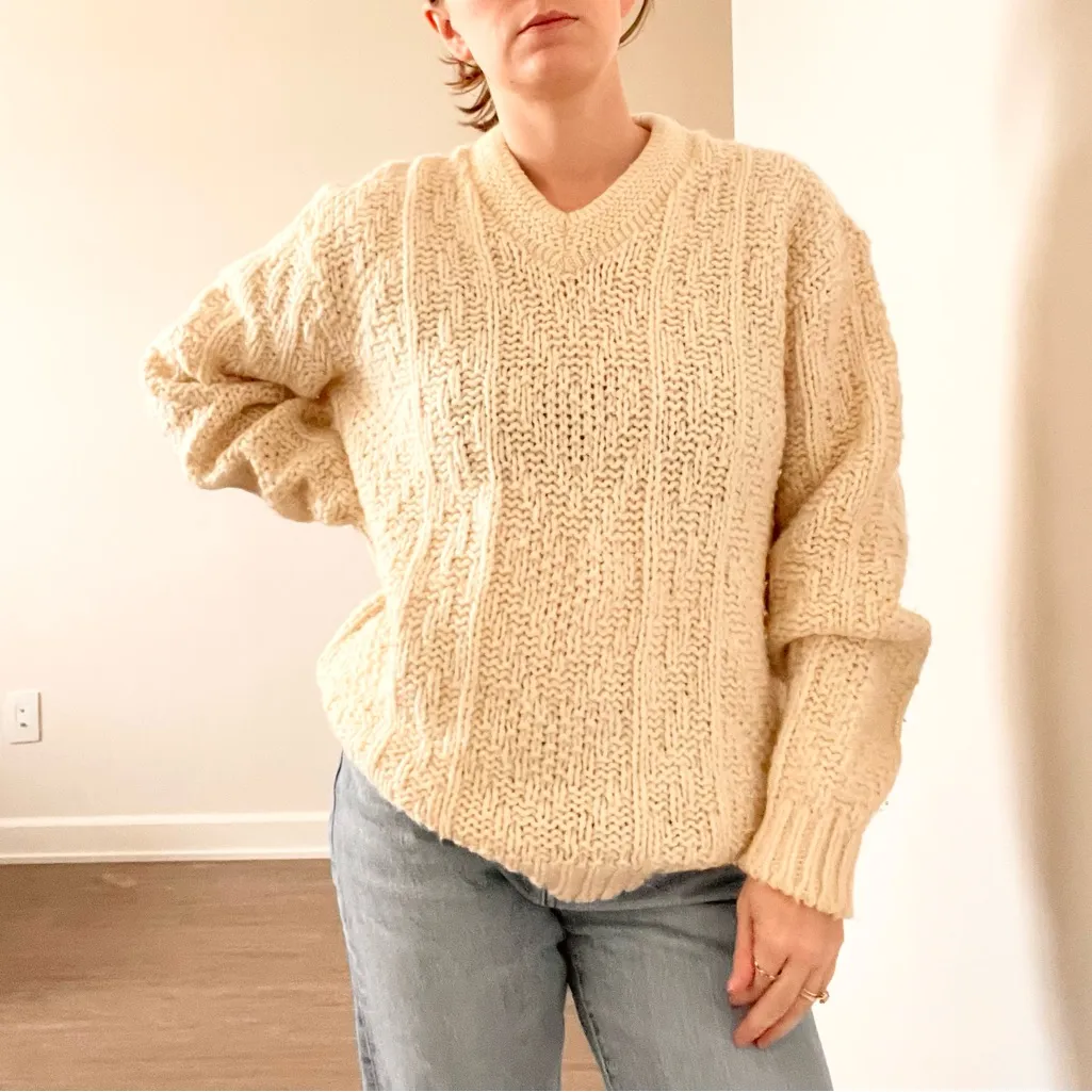 Vintage Hand Knit Wool Himalaya Fisherman Sweater Size M - Image 2