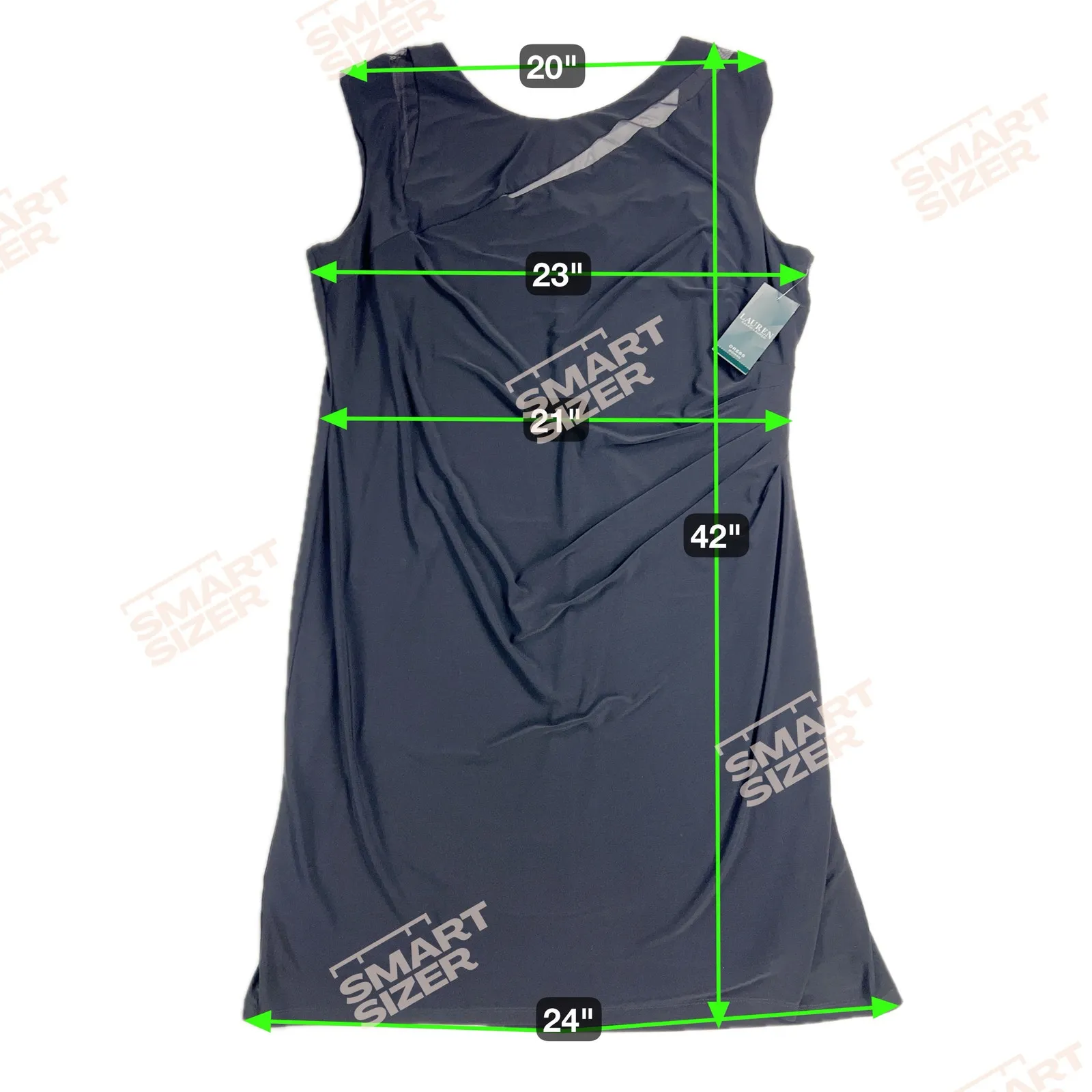 Lauren Ralph Lauren LBD Ruched Mesh Inset Little Black Dress Cap Sleeve Size 22W - Image 4