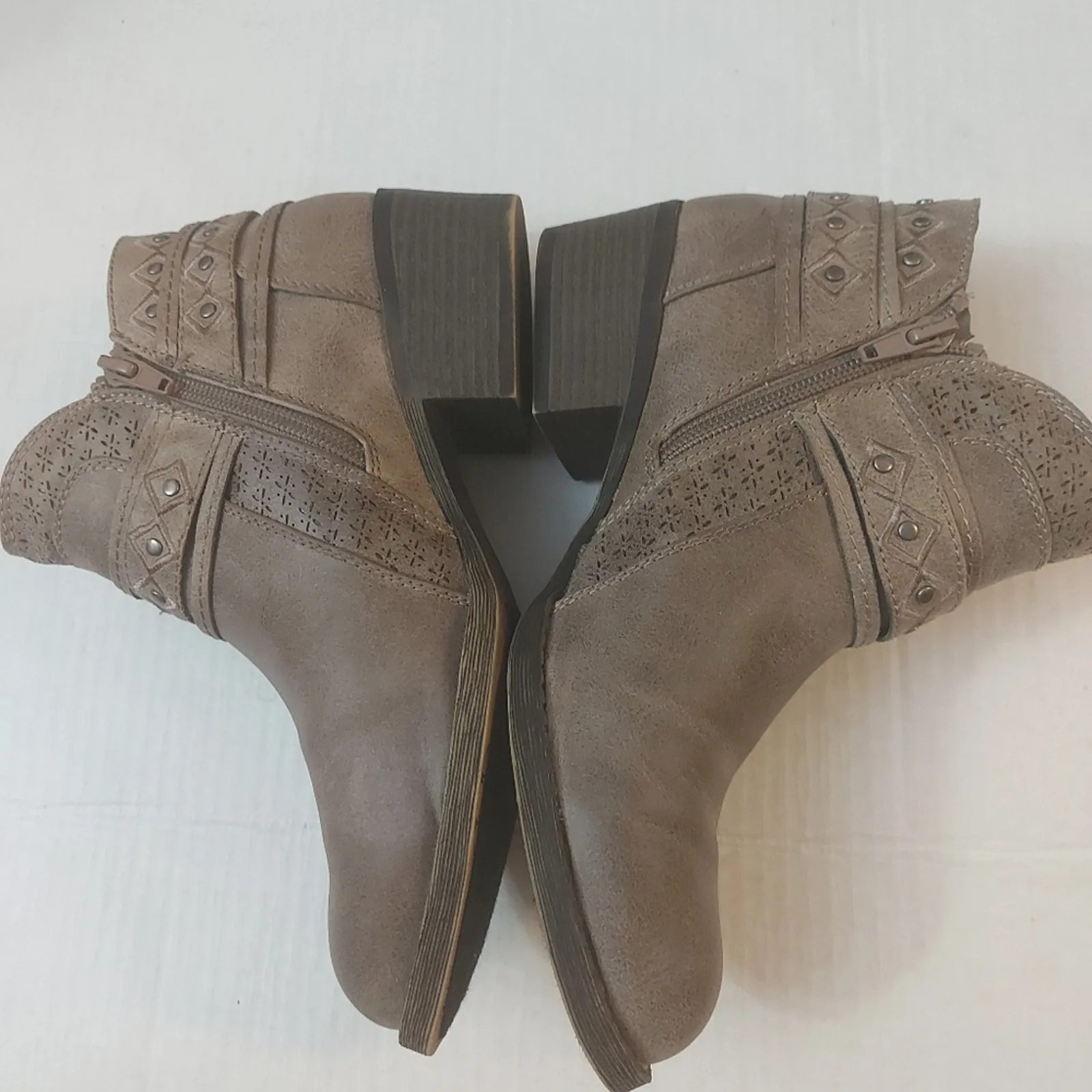 Sugar Thunderome Brown Ankle Boots Shooties 7 Western Casual Costal Cowgirl Boho - Image 7