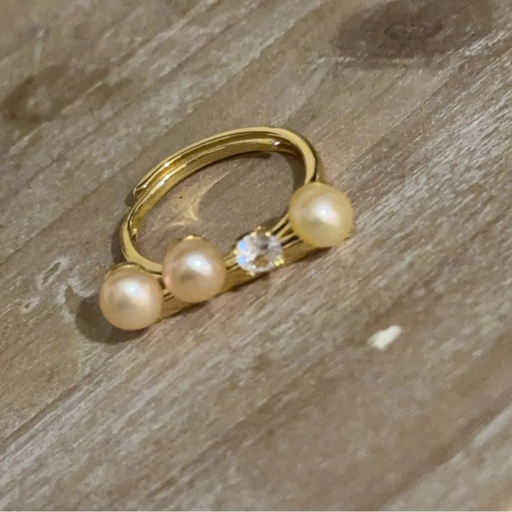 Elegant REAL Pearl Jewelry Set Gold - Image 2