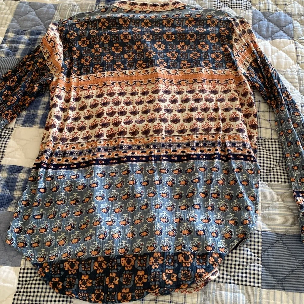 Free People Caravan Block Print Button Front Blouse Top S - Image 5