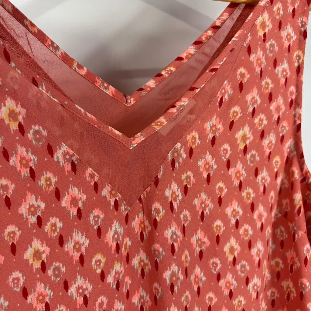 Maurices Sleeveless Flowy Top With Inlet V-Neck Size XL - Image 4