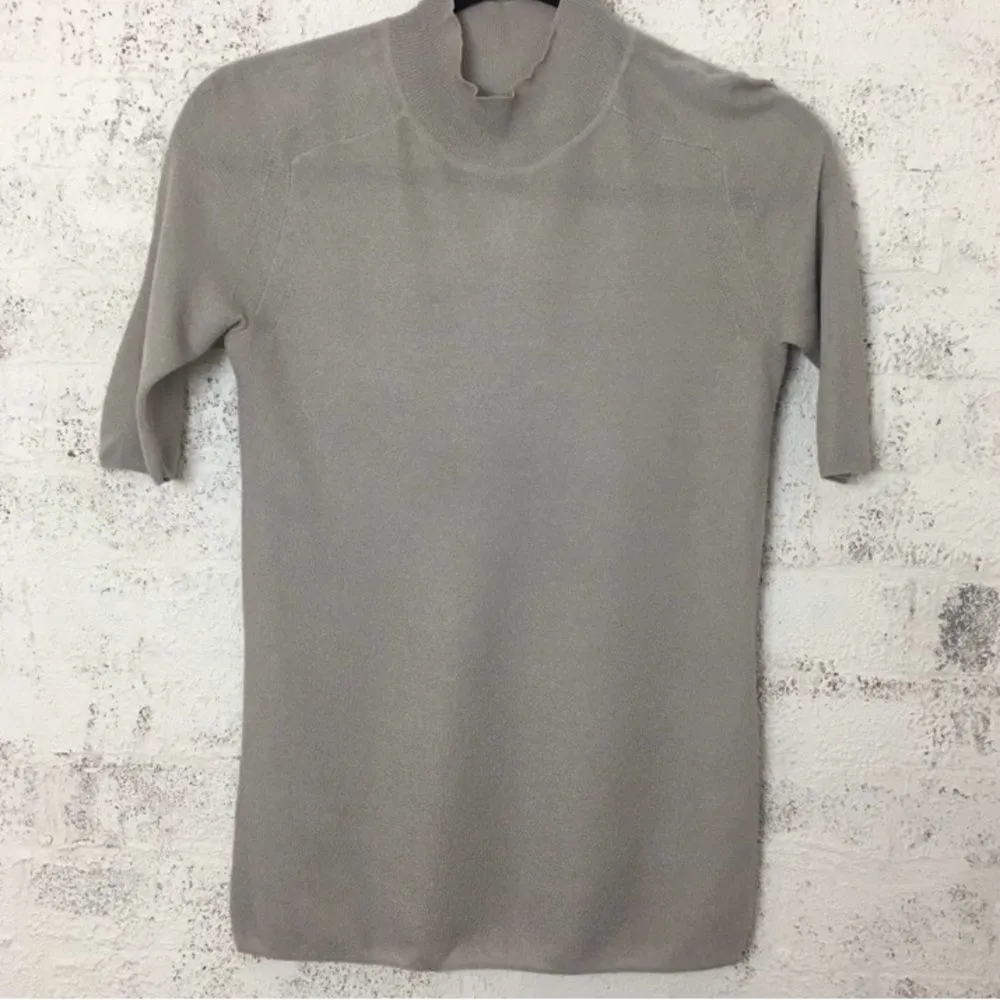 #135 HALSTON Semi Sheer Mock Neck Lightweight Top - Image 2