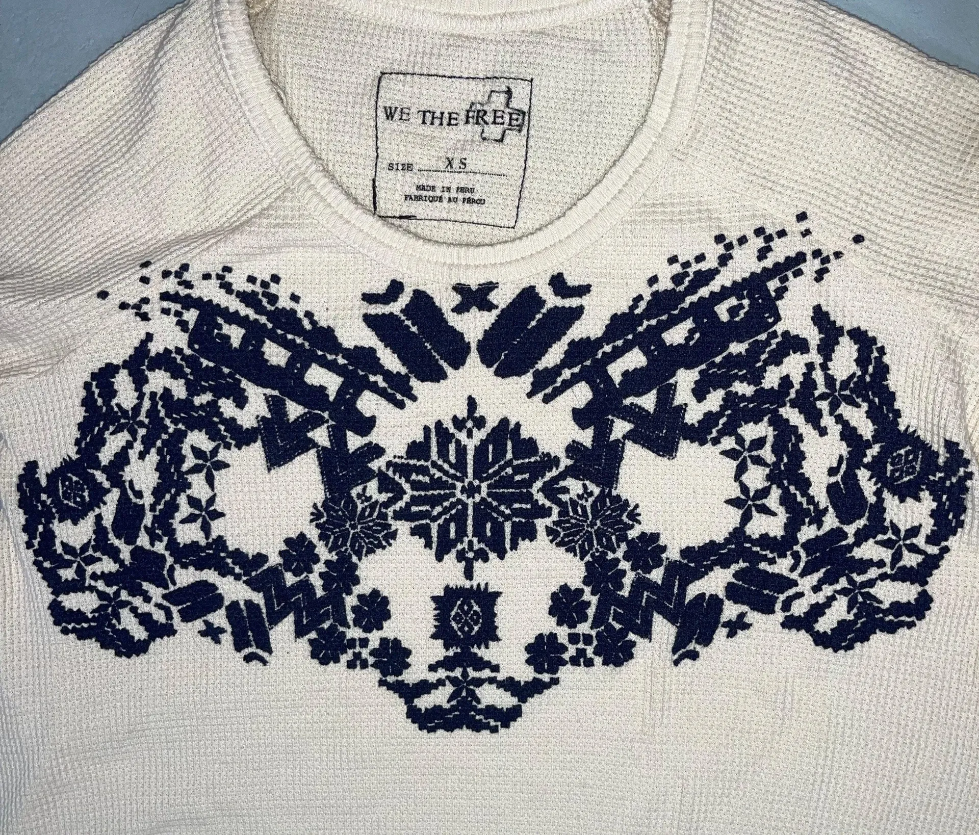 Free People We The Free XS Cream Thermal Knit Swing Top - Image 3