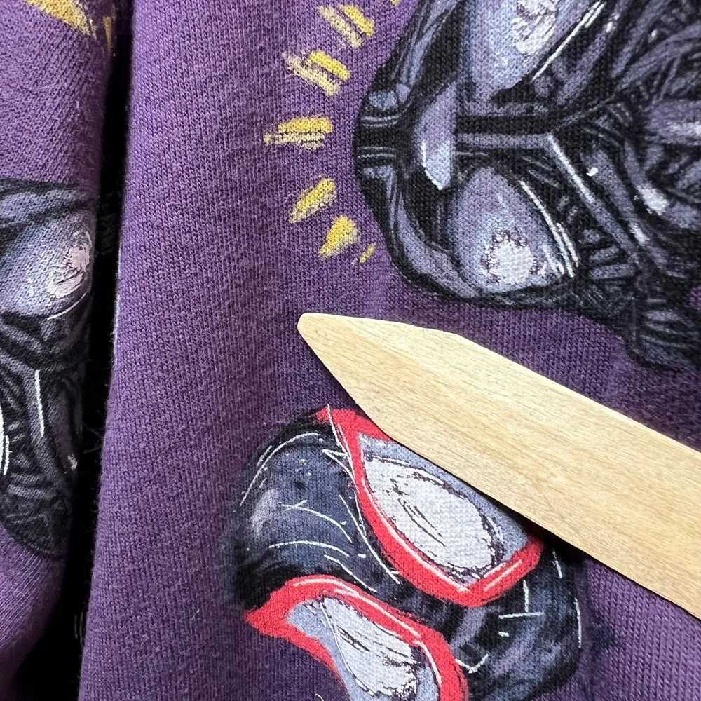 Marvel Black Panther All Over Print Cropped Sweatshirt Pullover Purple Graphic L - Image 4