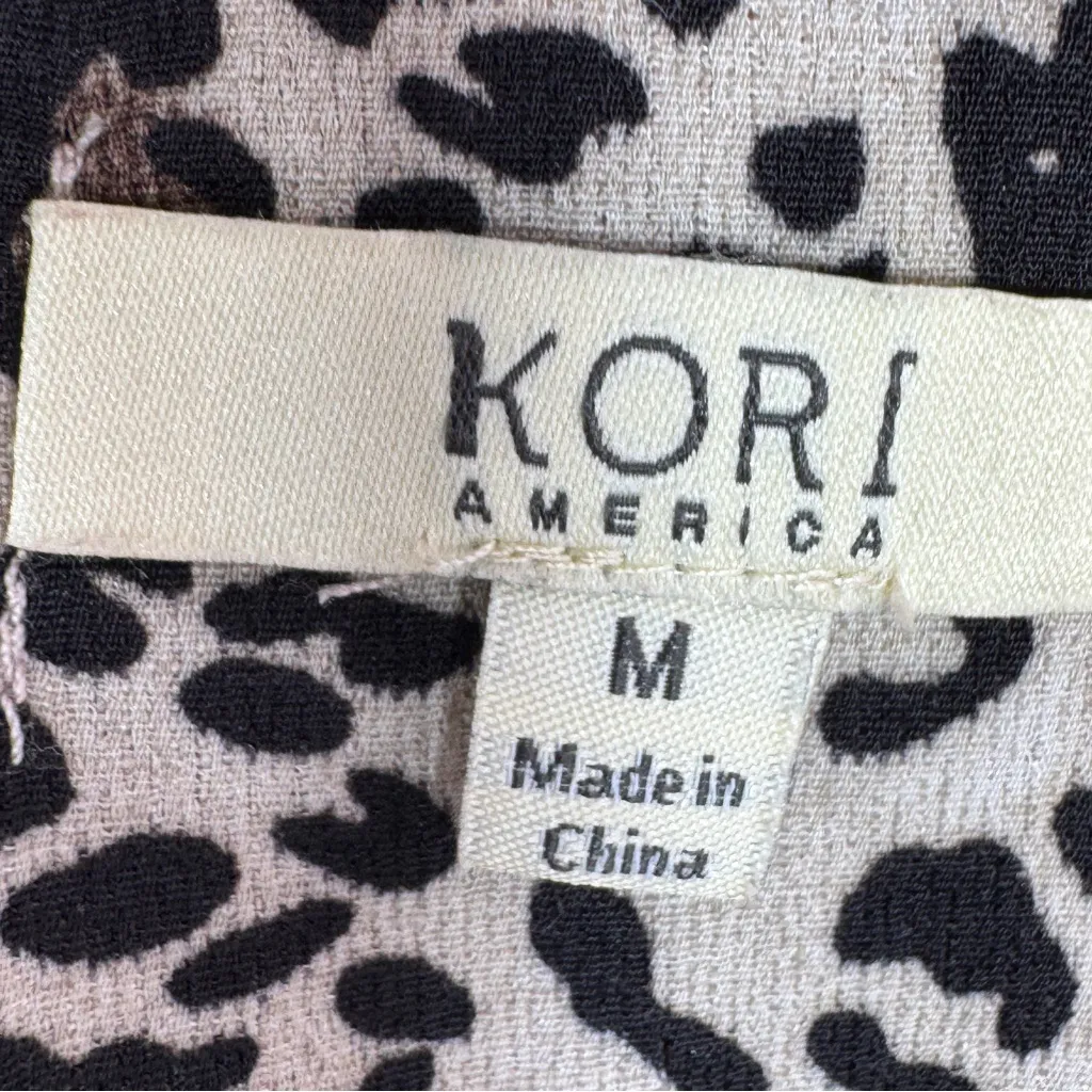 Kori Leopard Print Lightweight Zip Up Bomber Track Jacket Tan Black Medium - Image 9