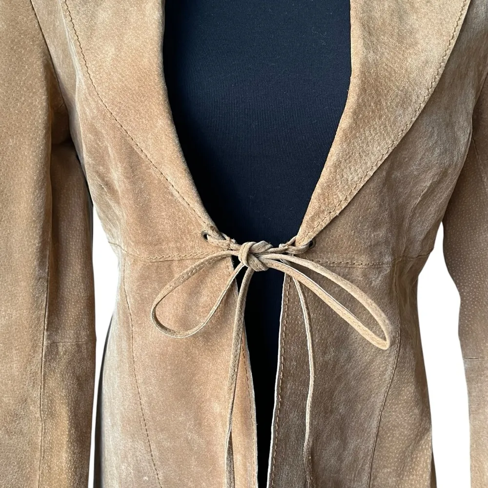 Vintage Wet Seal Leather Suede Penny Lane Style Duster Jacket Tie Closure - Image 7