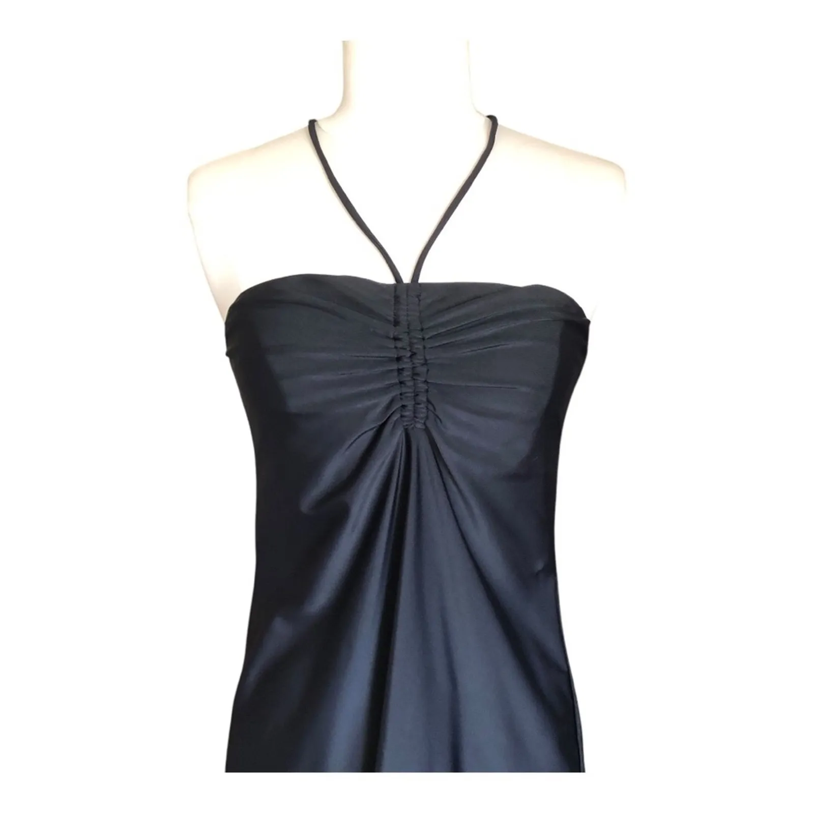 Andie NWT Waikiki Coverup Ruched Gathering Halter Bandeau Dress Black Small - Image 3