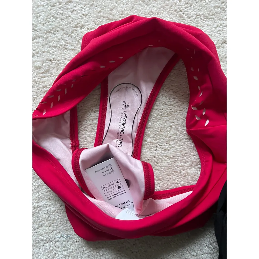 Cupshe Red High Waist Bikini Bottoms Cutout Swimwear Sexy Size S NWT - Image 3