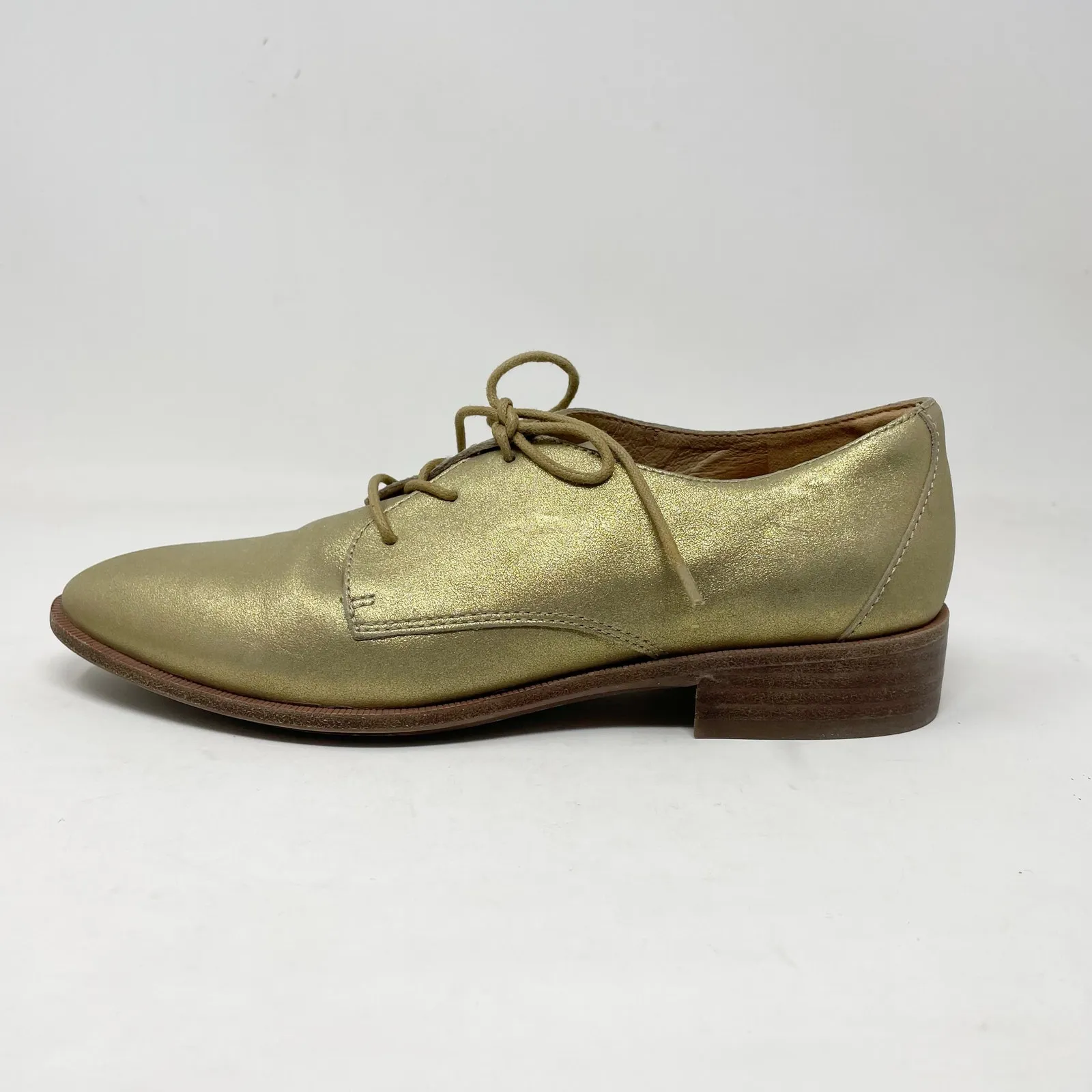 Madewell Frances Light Gold Metallic Leather Lace Up Oxford Shoes Womens 7.5 - Image 3