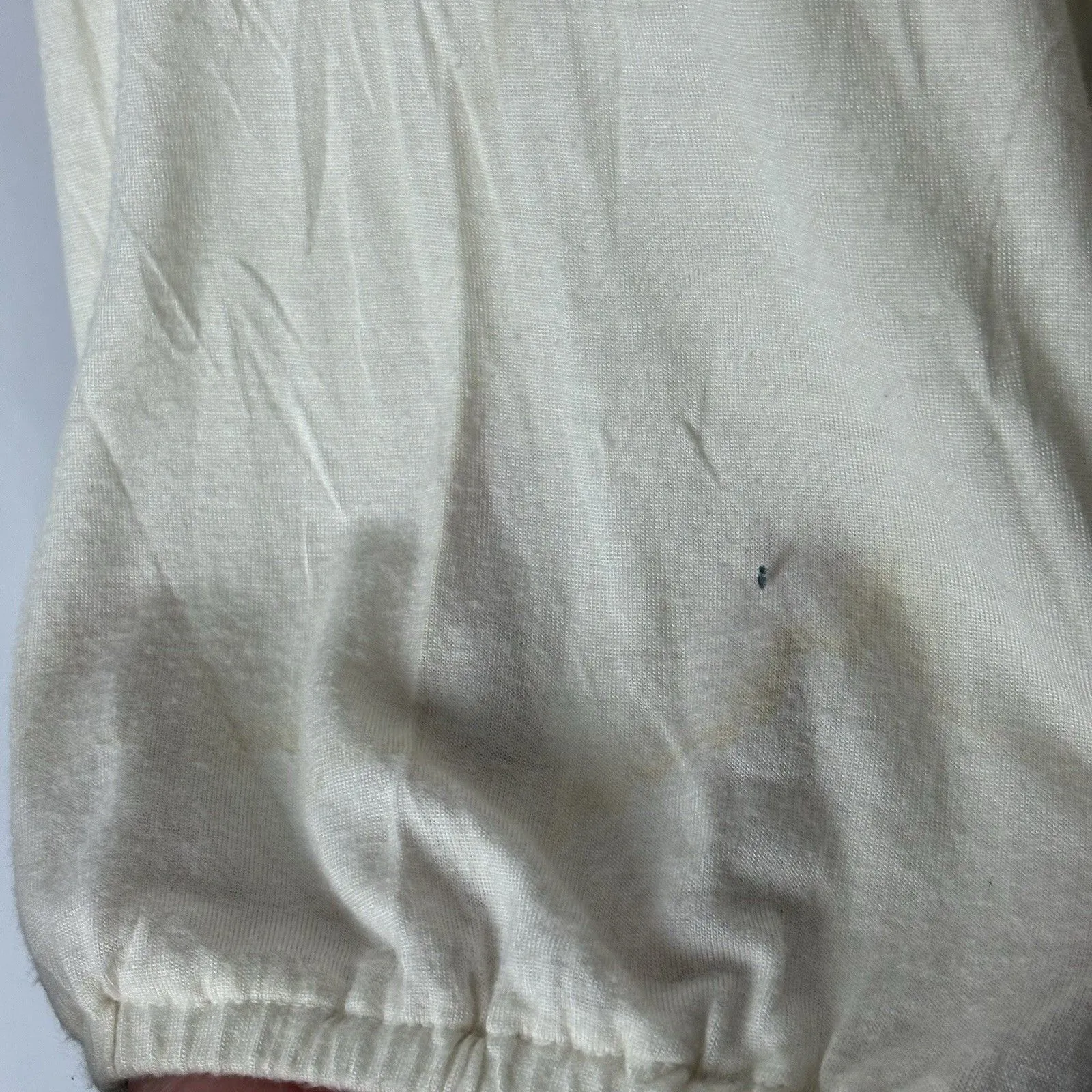 Allen B Schwartz Lrg Beige Neutral Off Shoulder Smocked Peplum Babydoll Milkmaid White Size L - Image 5