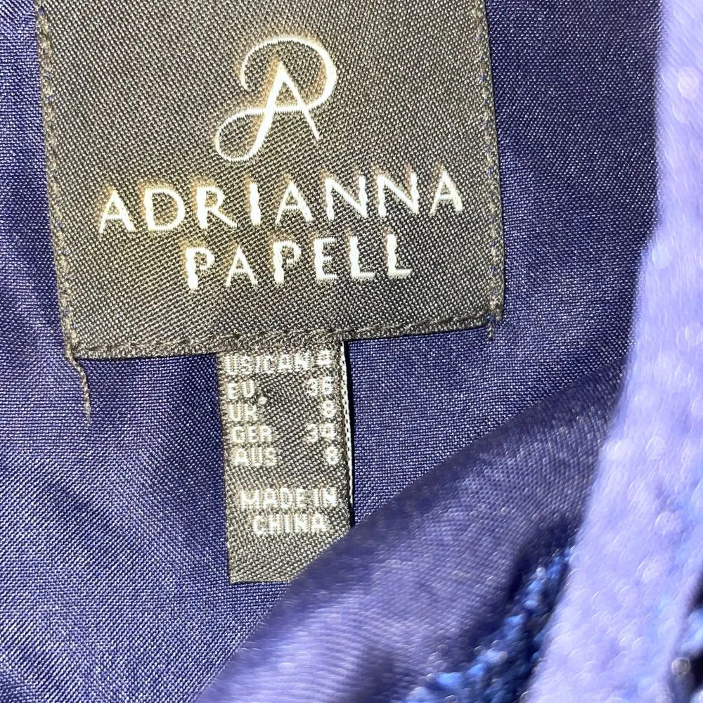 Adrianna Papell Blue Floral Netted Lace 3/4 Sleeve Shift‎ Dress Size 4 Cocktail - Image 3