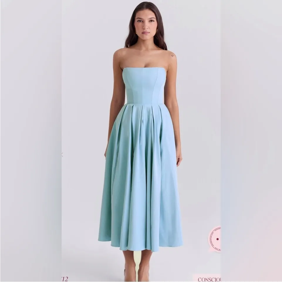 House of CB Audrey Tuscan blue Strapless Midi sundress dress size XL‎ NWOT - Image 12