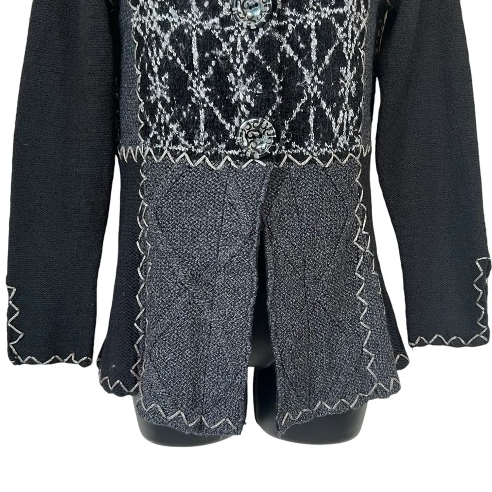 CURIO Hand Knit Snap Front Black Cardigan Sweater Size undefined - Image 3