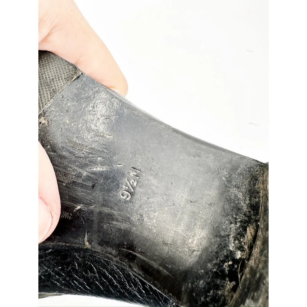 Tory Burch Keaton Black Pebbled Leather Logo Medallion Riding Boots Size 9.5M - Image 4