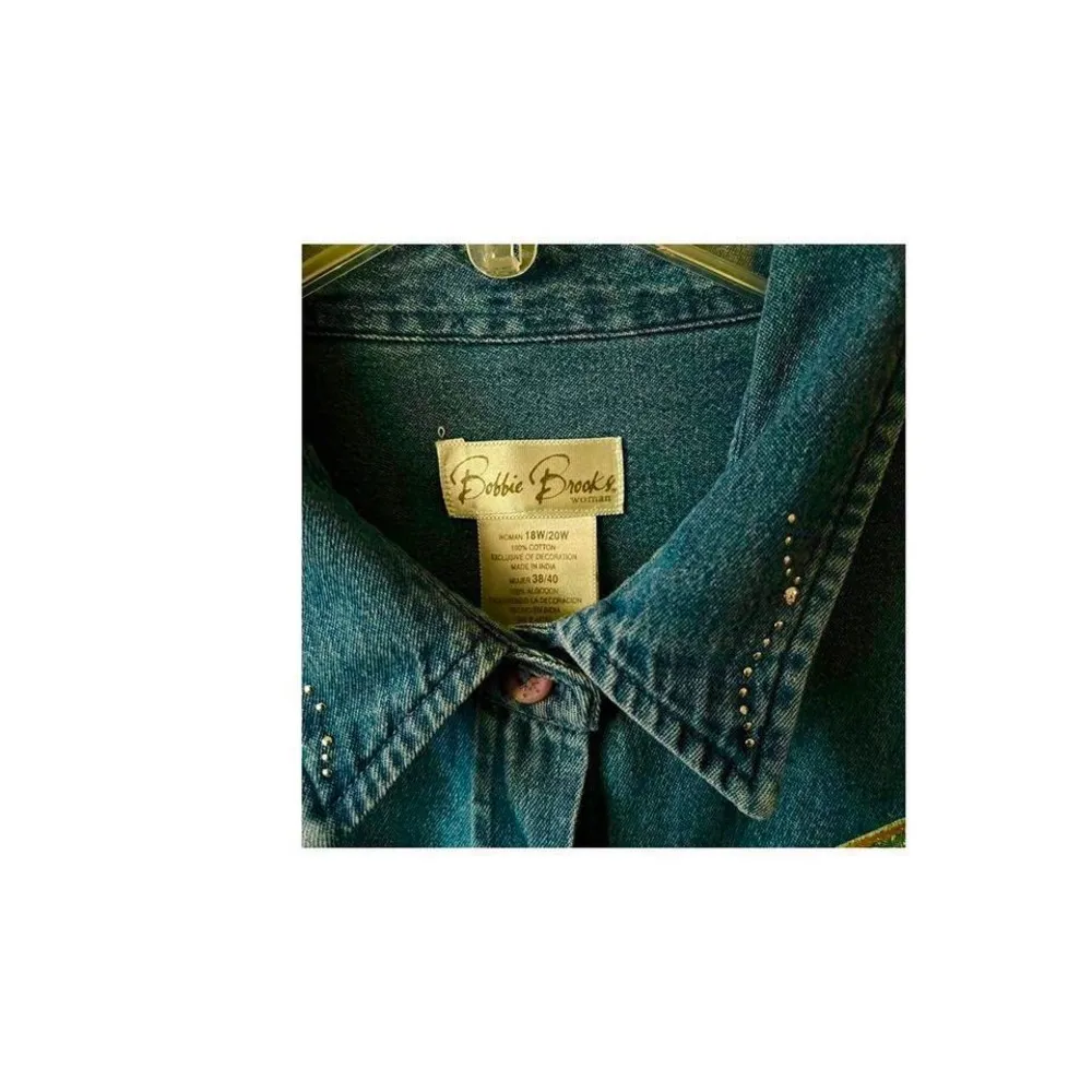 Vintage 90s Bobby Brooks, Rudolph reindeer denim Holliday day shirt Size 18 - Image 3