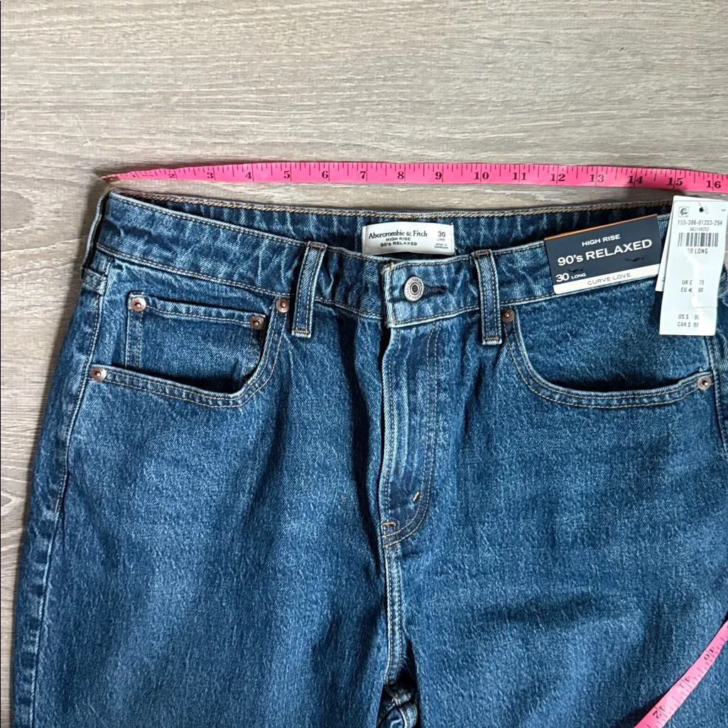 NEW Abercrombie & Fitch Curve Love High Rise 90s Relaxed Jean 30L - Image 9