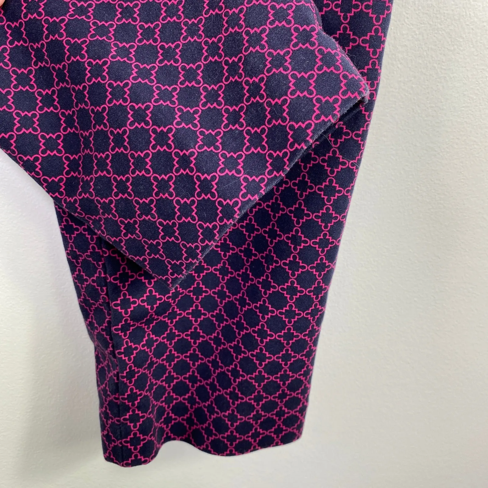 Kenar Navy Blue Pink Printed Cropped Stretch Slim Leg Pants Women's Size 10 - Image 2
