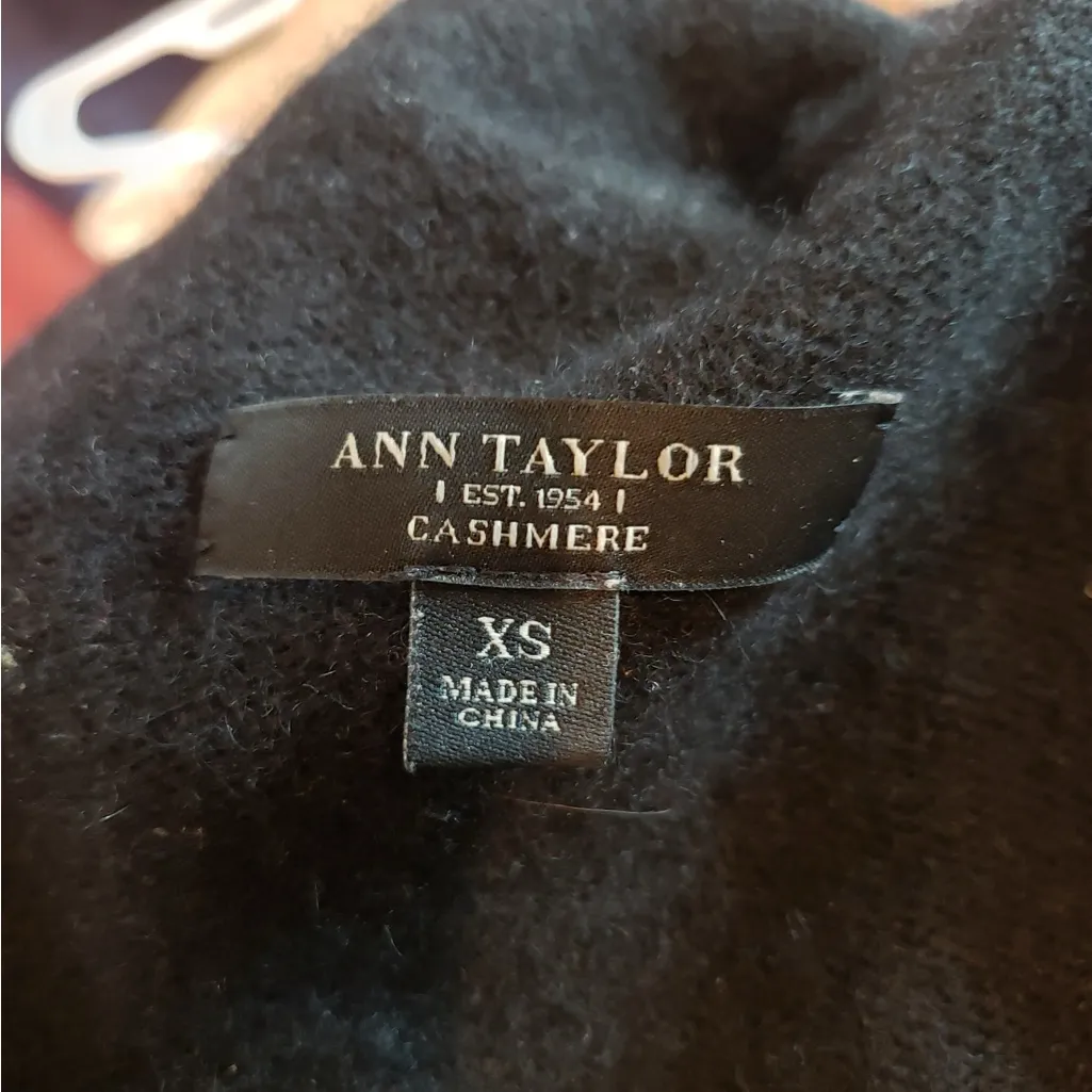 Ann Taylor 100 Cashmere Classic Black Cowl Neck Sweater - Image 3