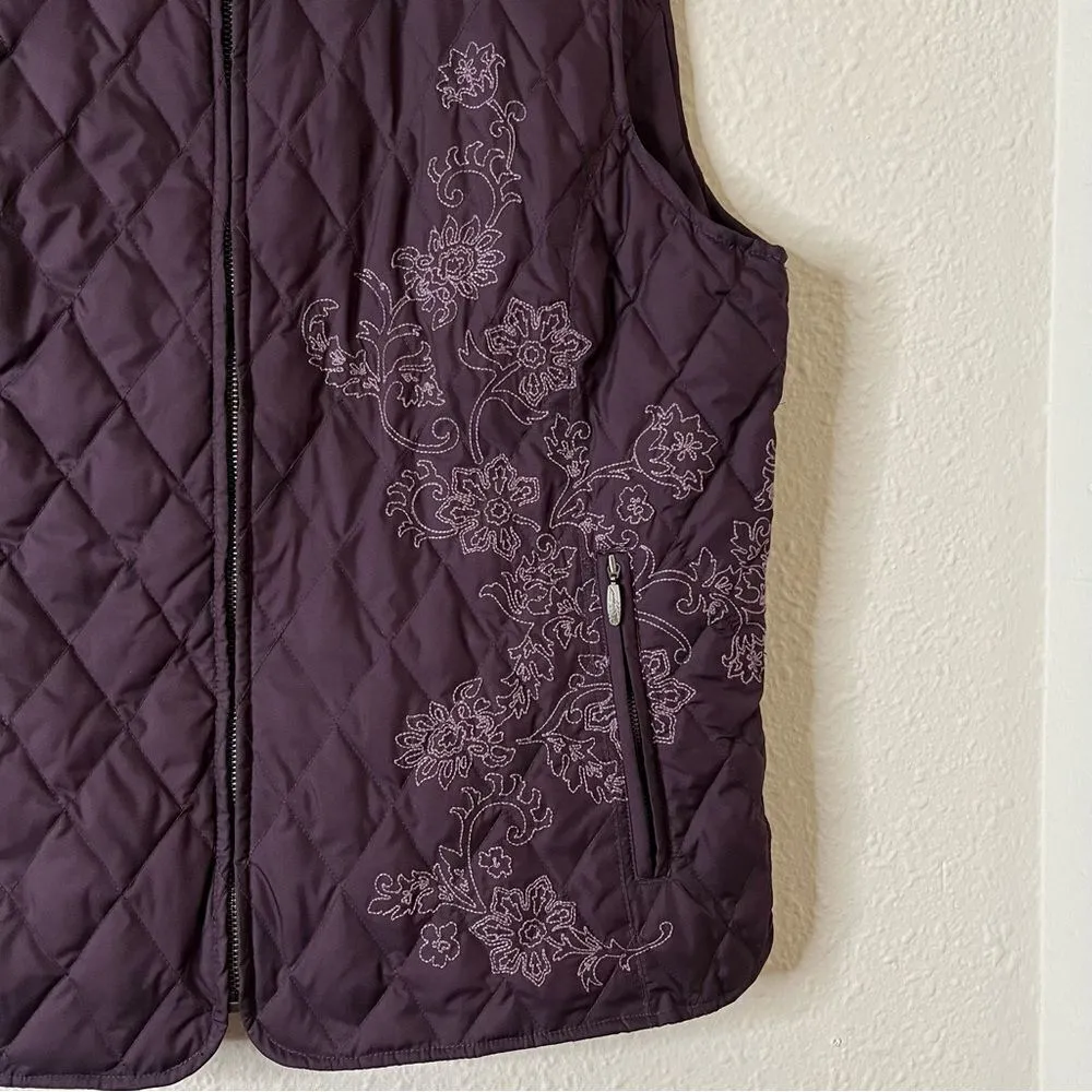 Eddie Bauer woman’s premium Goose Down quilted Embroidered zip up Vest Large - Image 3