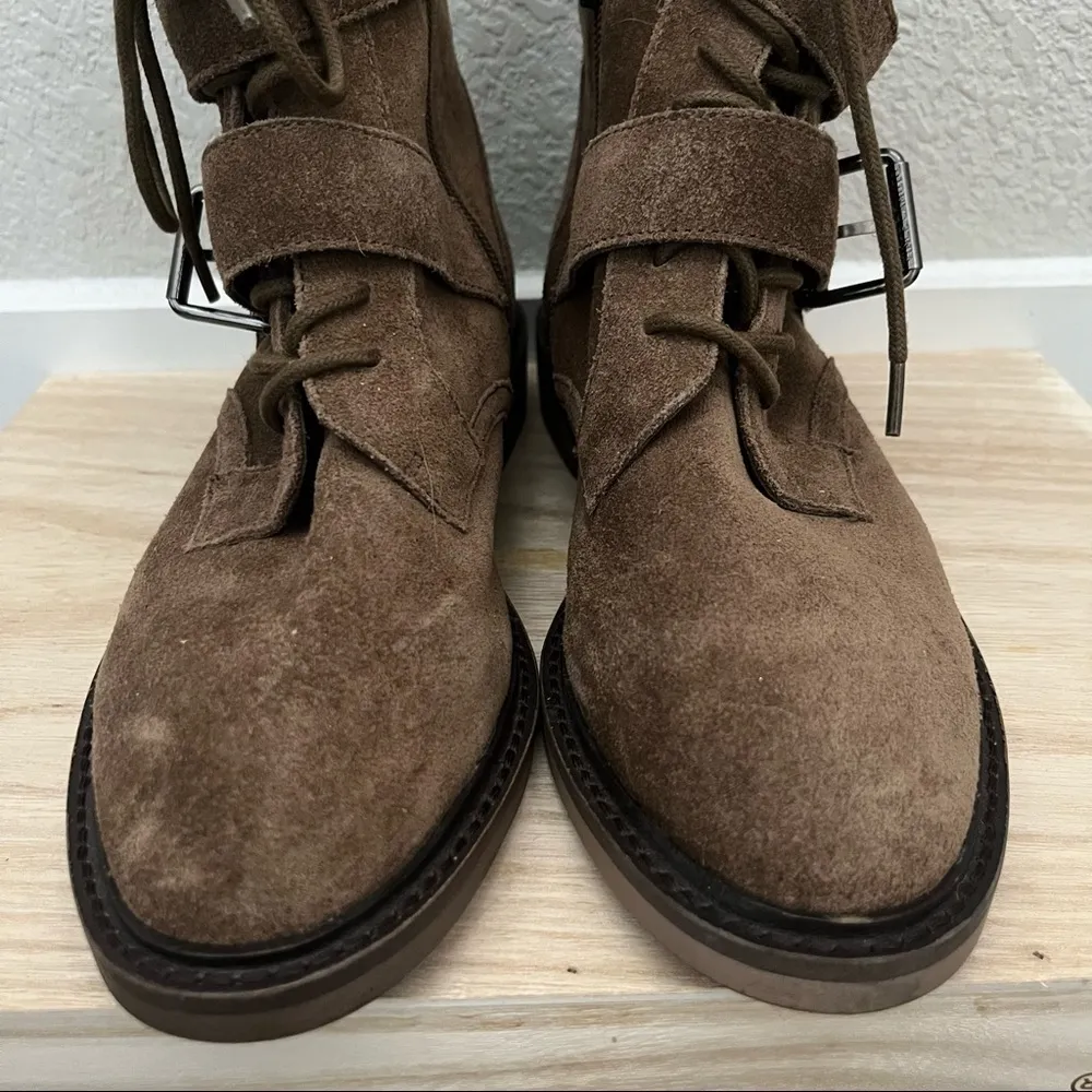 Vince Camuto Brown Suede Leather Lace Up Moto Combat Boots 6.5 - Image 5
