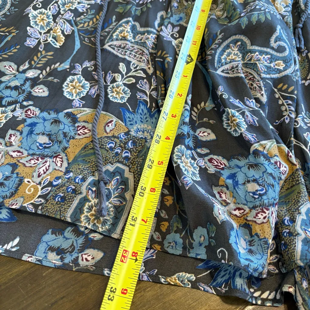 Free People Flowy Paisley Tunic Mini Dress Lace Up Wide Sleeves Small Floral - Image 11