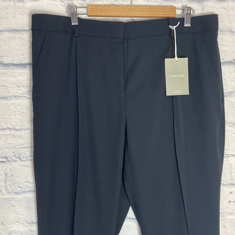 Everlane navy blue wool Italian go weave crop trouser pants 16 NWT - Image 3