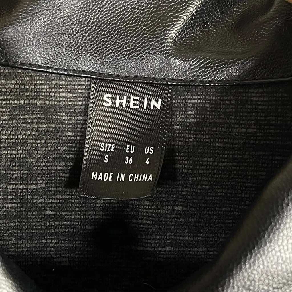 SHEIN Small Faux Leather Button Jacket Retro Classic Classy City Style Collared - Image 4