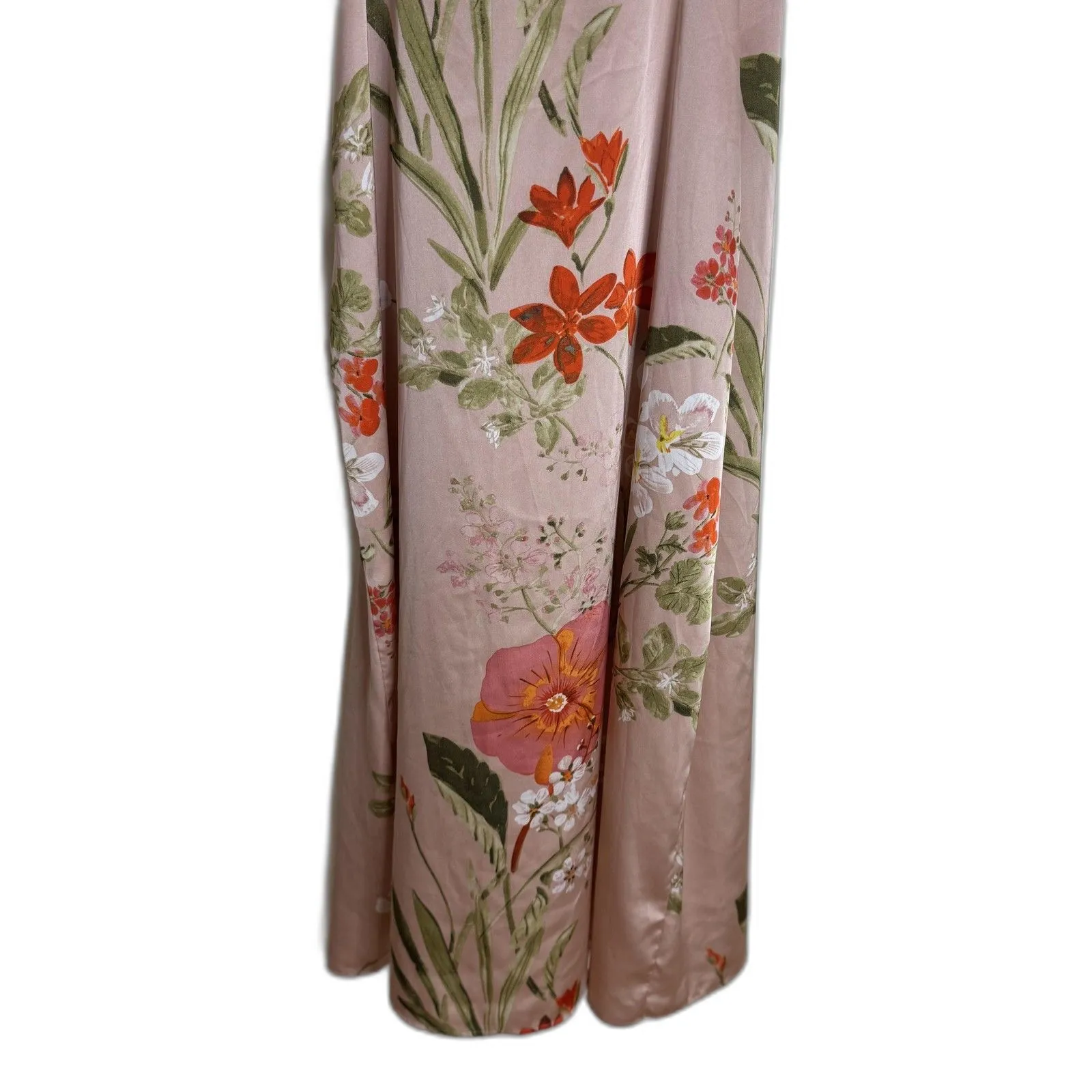 Lulus Dress Womens Large Pink Floral Satin Cowl Neck Slip Maxi Formal Gown - Image 10