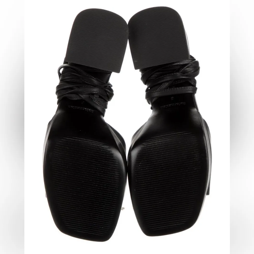 Black Leather Block Heel Sandals - Image 4