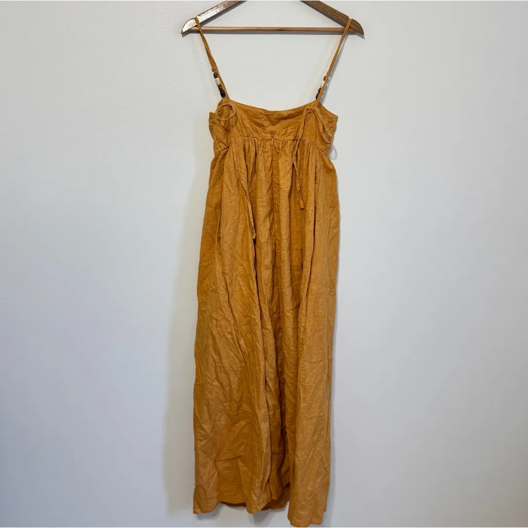 Abercrombie & Fitch Linen Maxi Dress Size Small Yellow Babydoll - Image 7