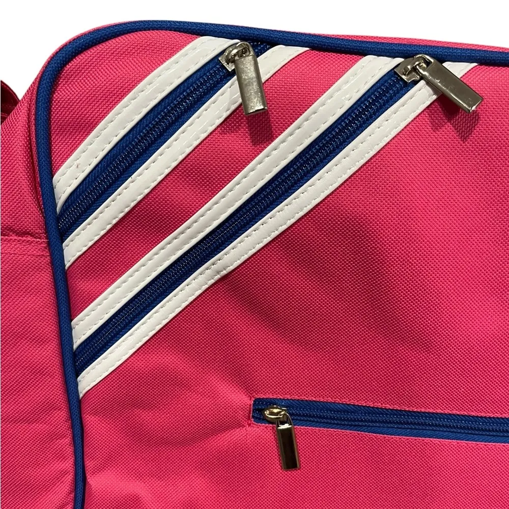 NWOT M.J. Schiebe Retro Hot Pink Travel School Bag Adjustable Strap Pockets - Image 6