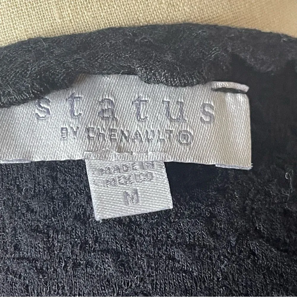 Vintage 90s Status Black Crinkle Top Size Medium Short Sleeve - Image 7