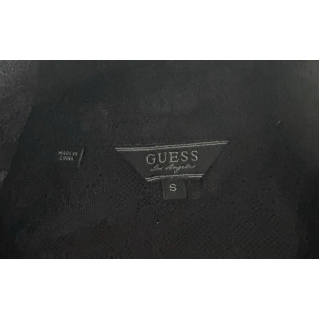 Guess Black Lace Top Size S Sheer Goth Vampire Witchy Whimsigoth Button Up - Image 7