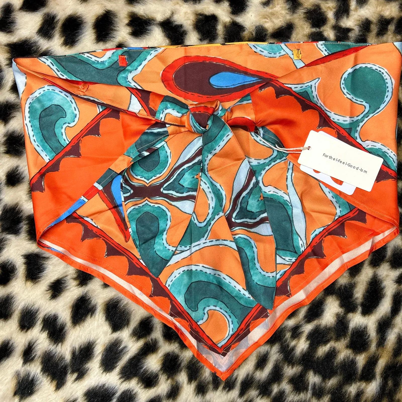 Commense Printed Satin Bandana Top L NWT Size L - Image 3