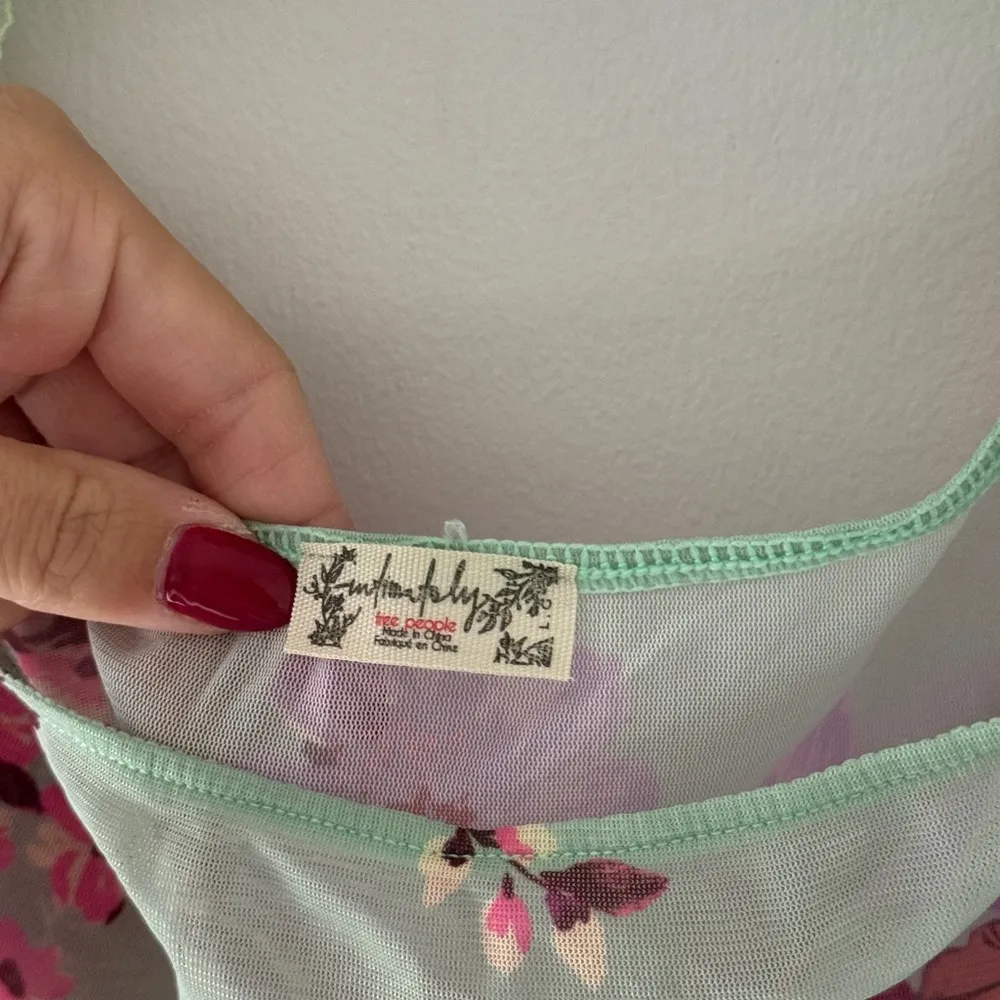 FREE PEOPLE Suddenly Fine Floral Lace Dress in Sage Combo L - Image 8