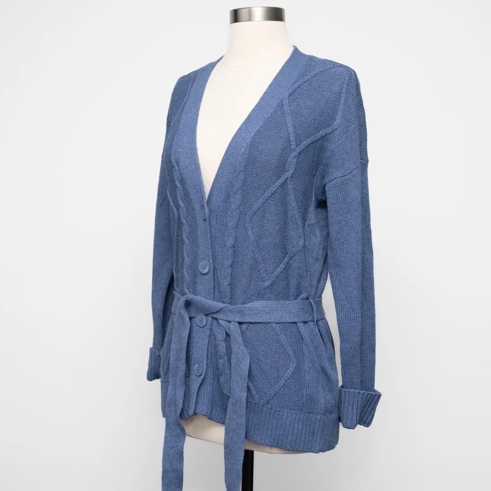 L'Agence -   Belted Cable Cardigan Sweater - Image 7