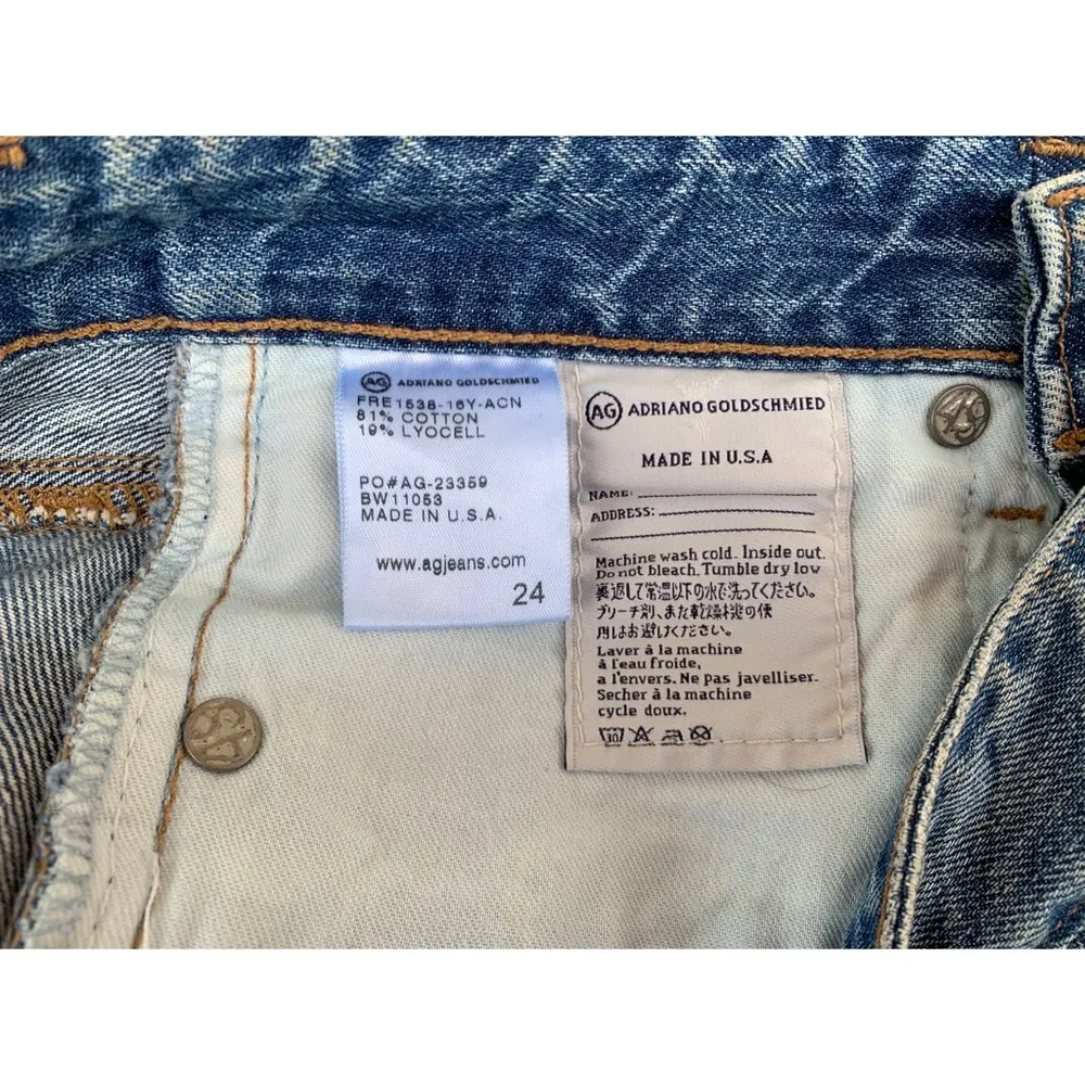 AG Adriano Goldshmied The Erin Frayed Distressed Denim High Rise Skirt Size 24 - Image 3