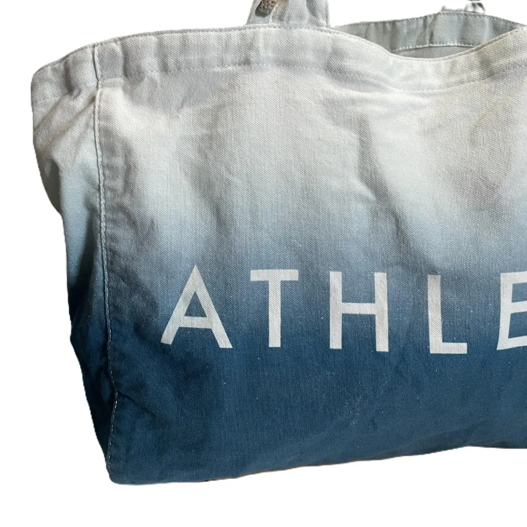 Athleta Tote Bag Gym Blue Ombre Large Cotton Canvas Shopping Bag 19 x 13 - Image 2