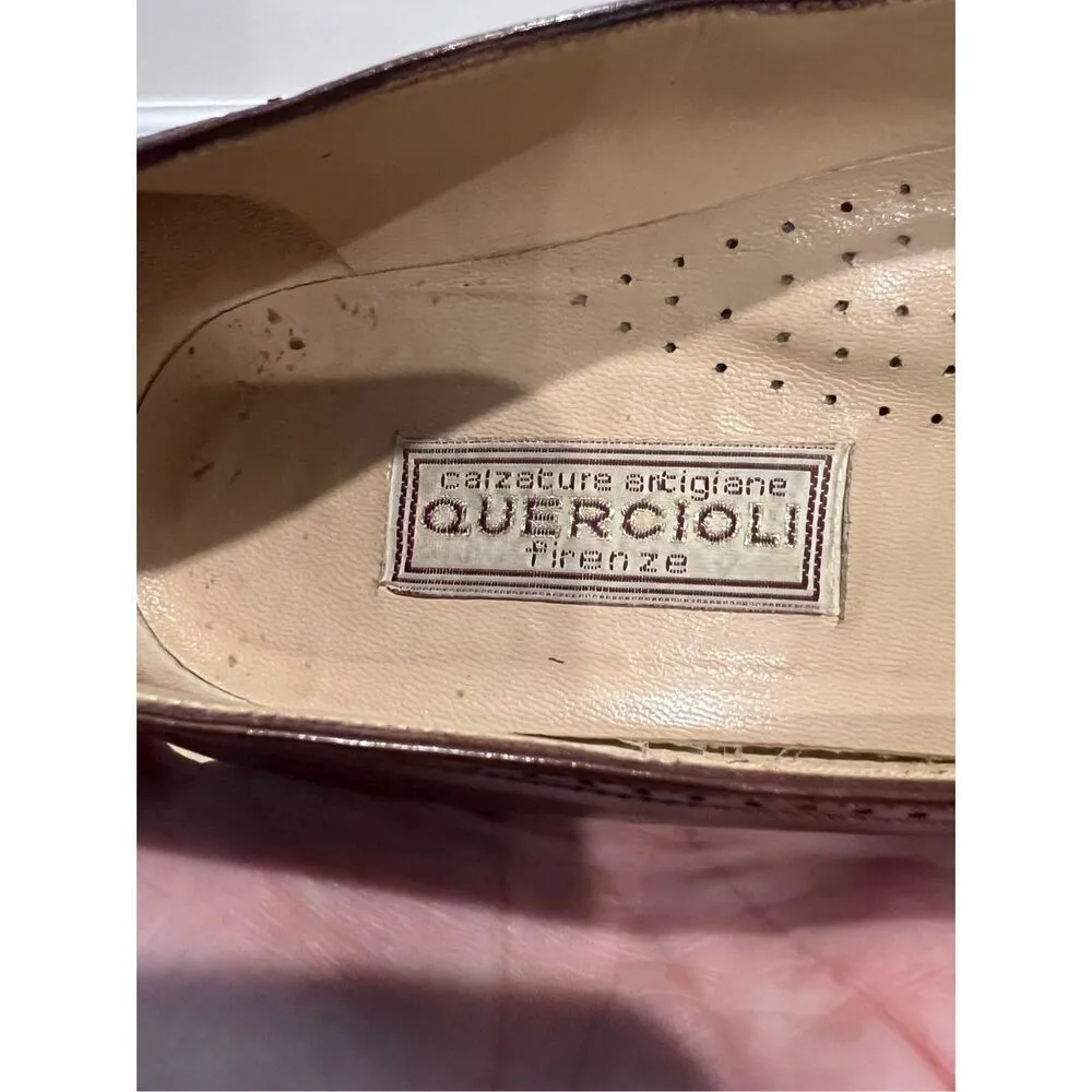 Quercioli Firenze Vintage Leather Heels Handmade in Italy euro sz 38 or 7.5 Brown - Image 14