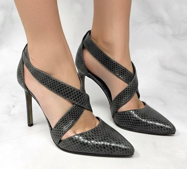 NEW Alexander Wang Marcelle Snakeskin Strappy Pointed Toe Pumps Heels Leather 40 - Image 1