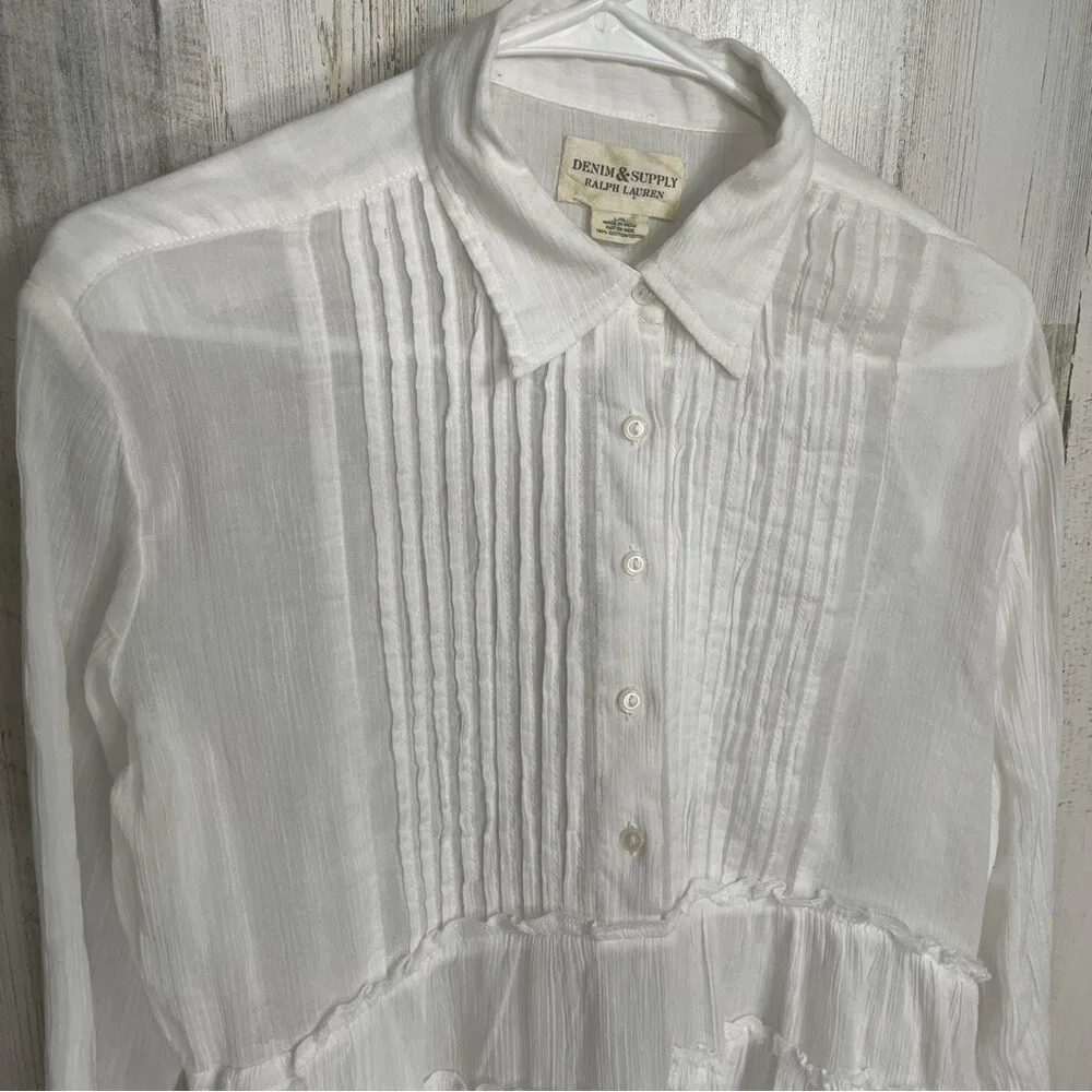 Ralph Lauren Denim‎ & Supply Tunic Mini Dress White Button Front size L NWT - Image 3