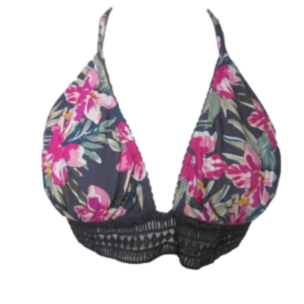 Xhilaration Floral Halter Bikini Top Boho Island Style Size XL - Image 2