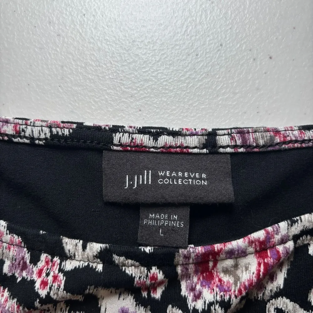 J. Jill Wearever‎ Pink White Black Paisley Floral Tunic Shift Dress Large - Image 4