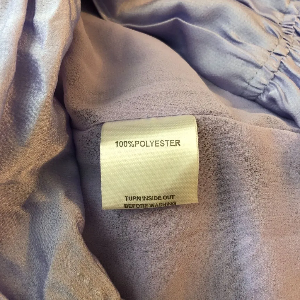 Sabo Skirt Swan Dress Mini Ruched Puff Sleeves Satin Light Purple M - Image 4