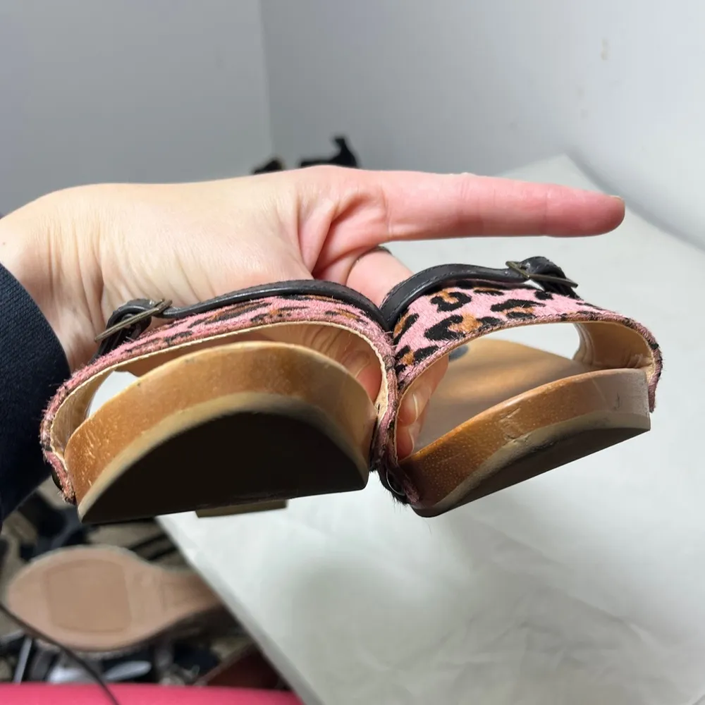 Gianni Bini Christy Leopard Print Calf Hair Wooden Base Slide Kitten Heel Sz 8.5 - Image 13