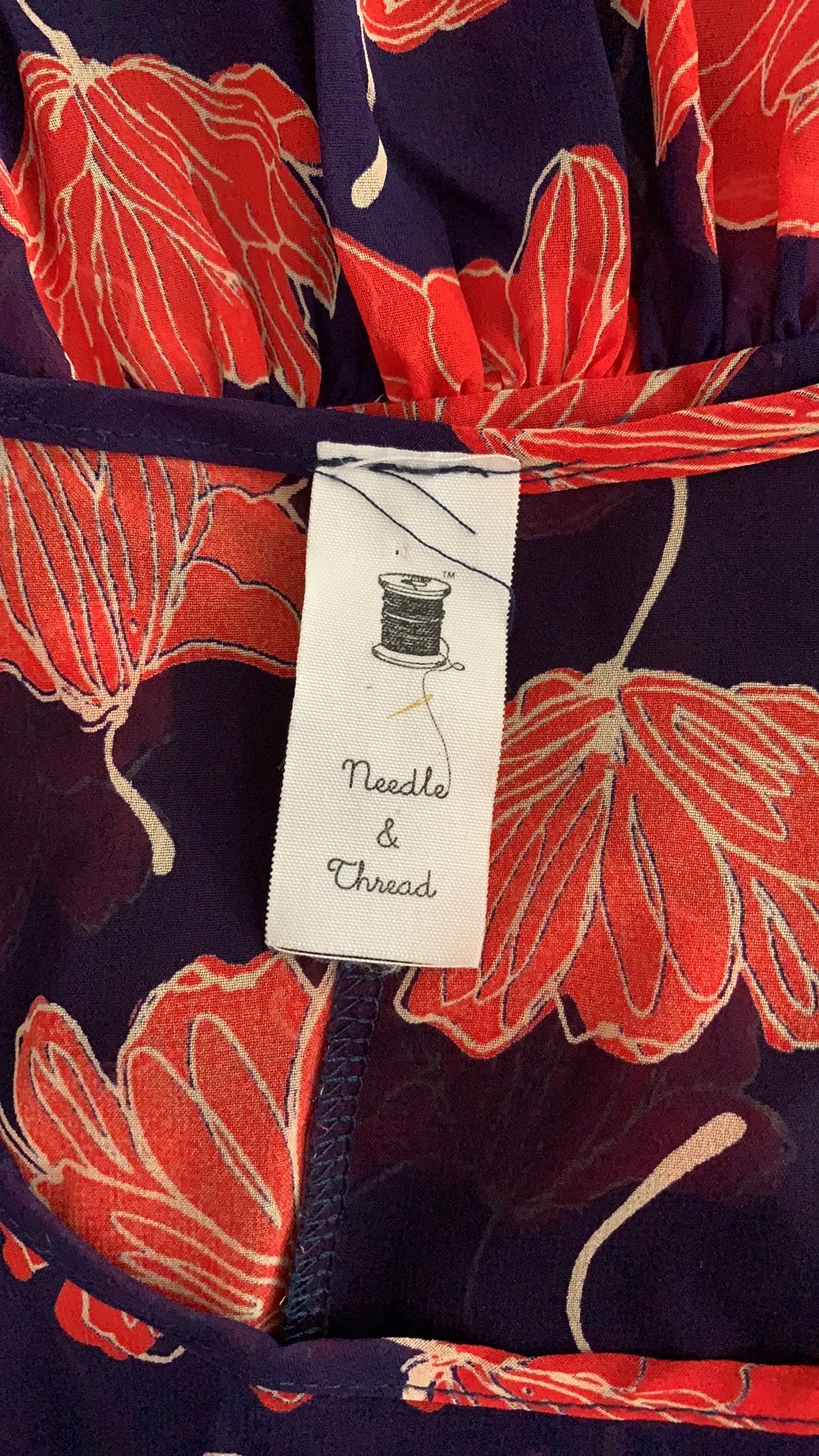 Sheer Floral Orange & Blue Blouse - Image 6