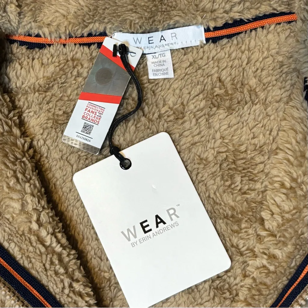 WEAR by Erin Andrews Syracuse Orange Quarter Zip Sherpa Pullover Women’s XL Tan - Image 5