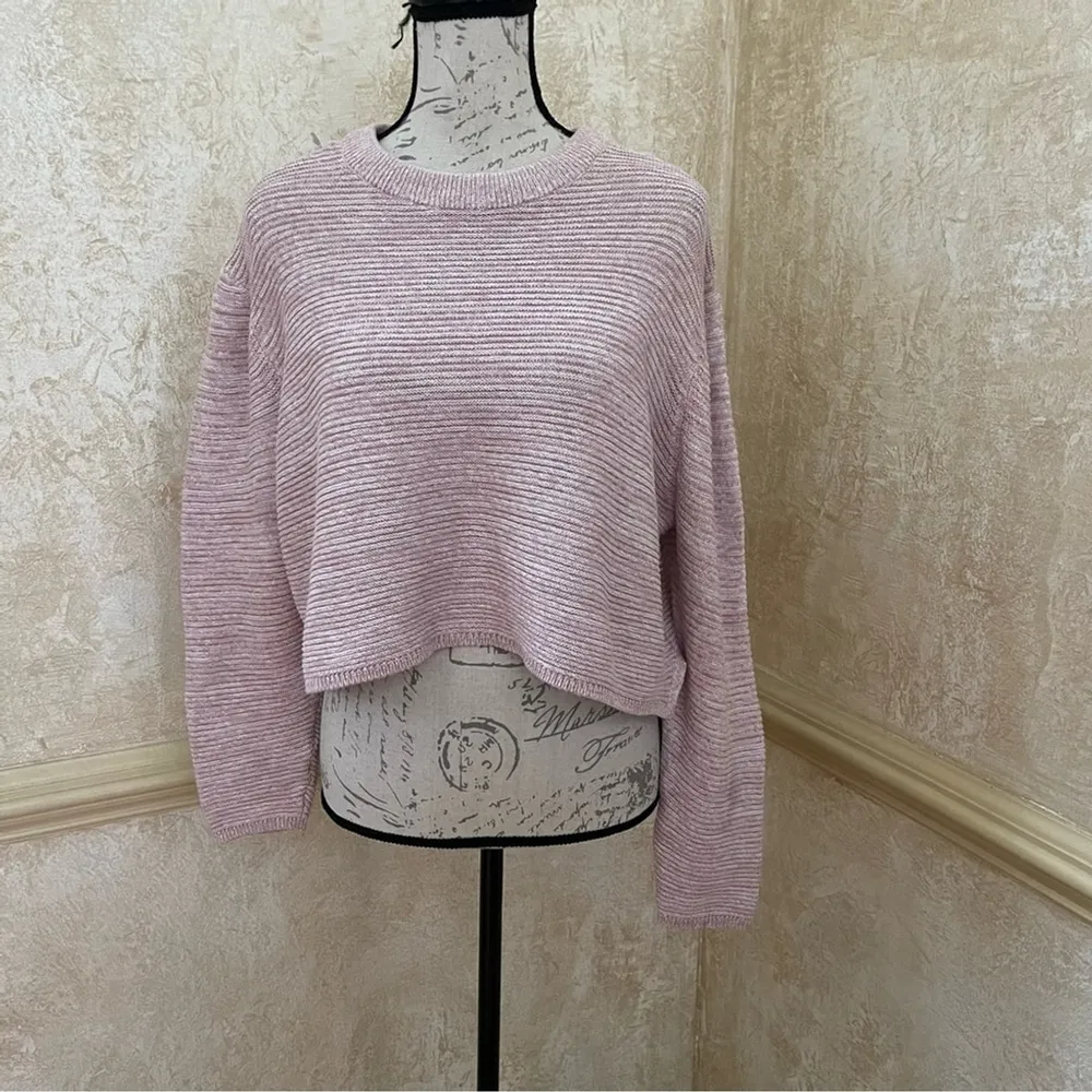 Cotton On Cropped Cotton Knit Sweater, Light Pink, Boho, Preppy, Sz M - Image 4